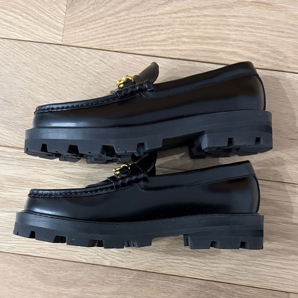 Celine Black Leather Loafers with Gold Hardware size 37 / US 7 - Picture 5 of 7